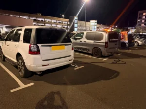 night time wrong fuel drain on a Land Rover in a multi storey car park